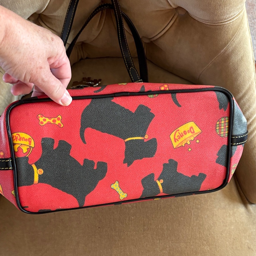 Dooney & Bourke Red Black Scottie Dog Print Tote Bag-VINTAGE - Picture 10 of 16